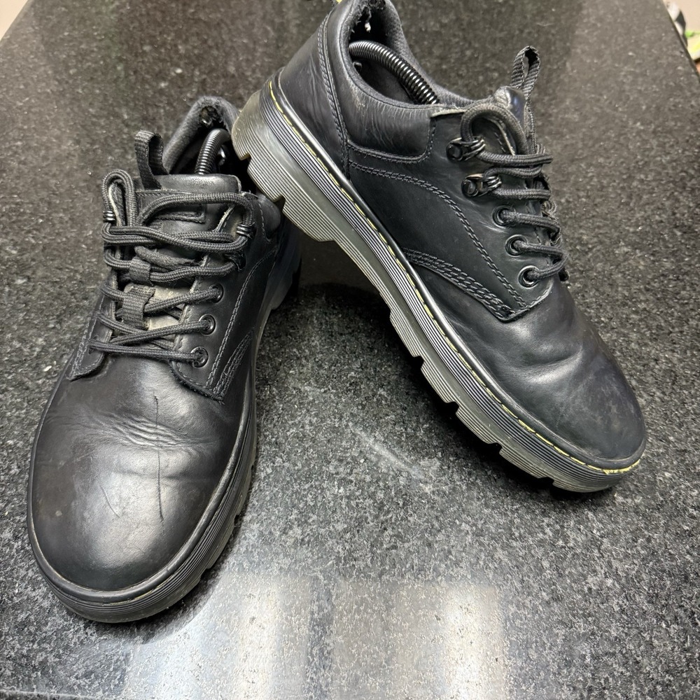 ⁠👞 Dr Martens Reeder Black Leather Work Utility Shoes Mens 10 US Womens 11